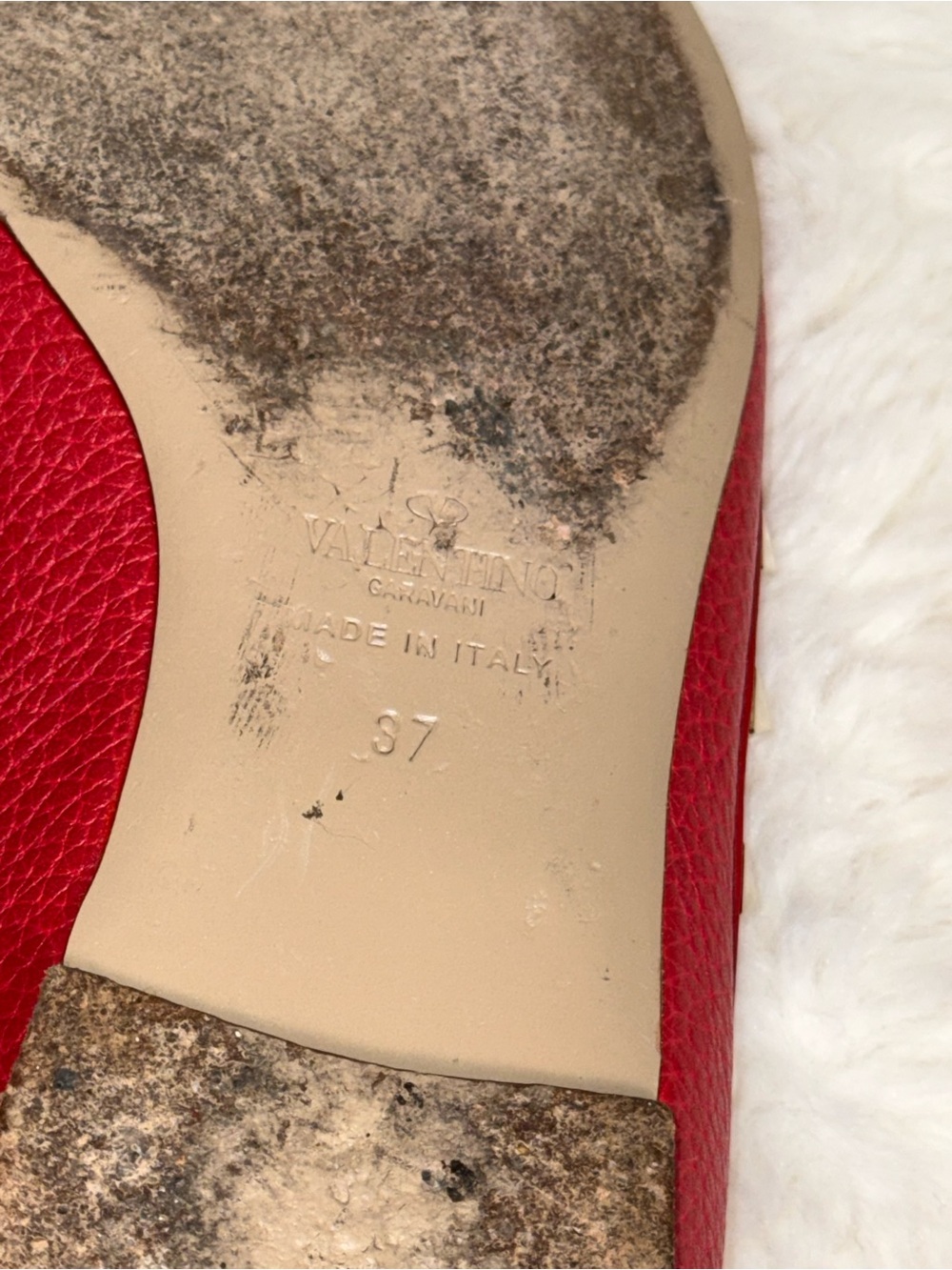 Authentic Valentino Garavani Rockstud Red Leather Point Flats Shoes GUC SmCut 37 - Picture 15 of 16